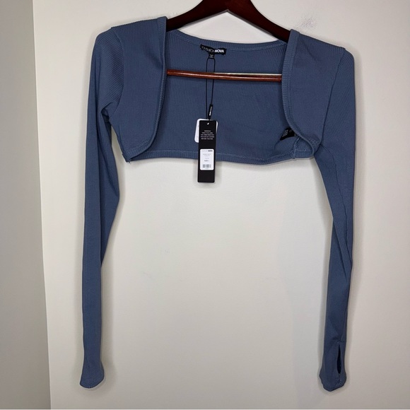 🖤Fashion Nova Blue Jeanette Ribbed Women's Shrug - Picture 4 of 7